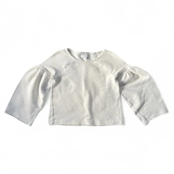 Madewell Texture and Thread 100% Cotton Puff Sleeve Winter White Top | Size S - Picture 2 of 6